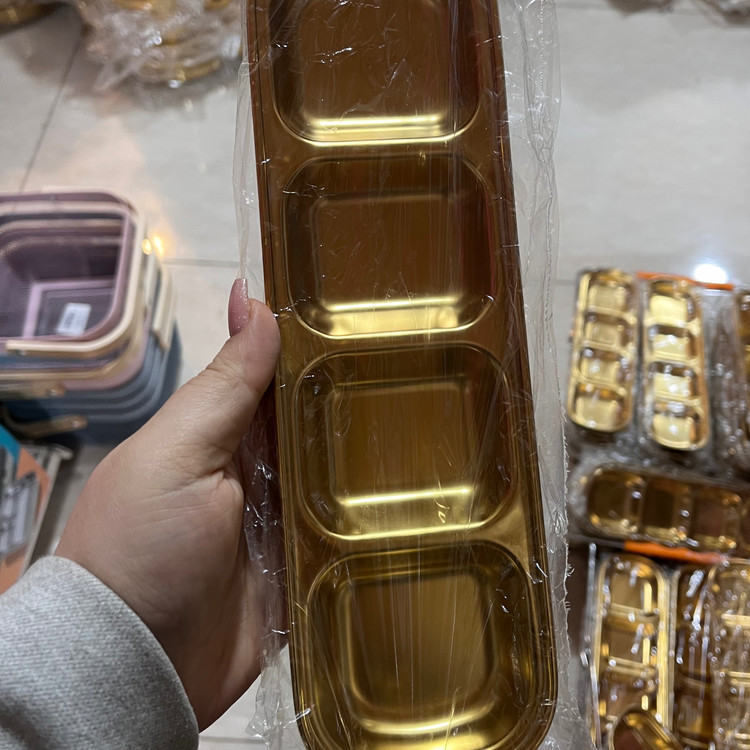 ظروف استیل طلایی وارداتی دوخانه سه خانه چهارخانه