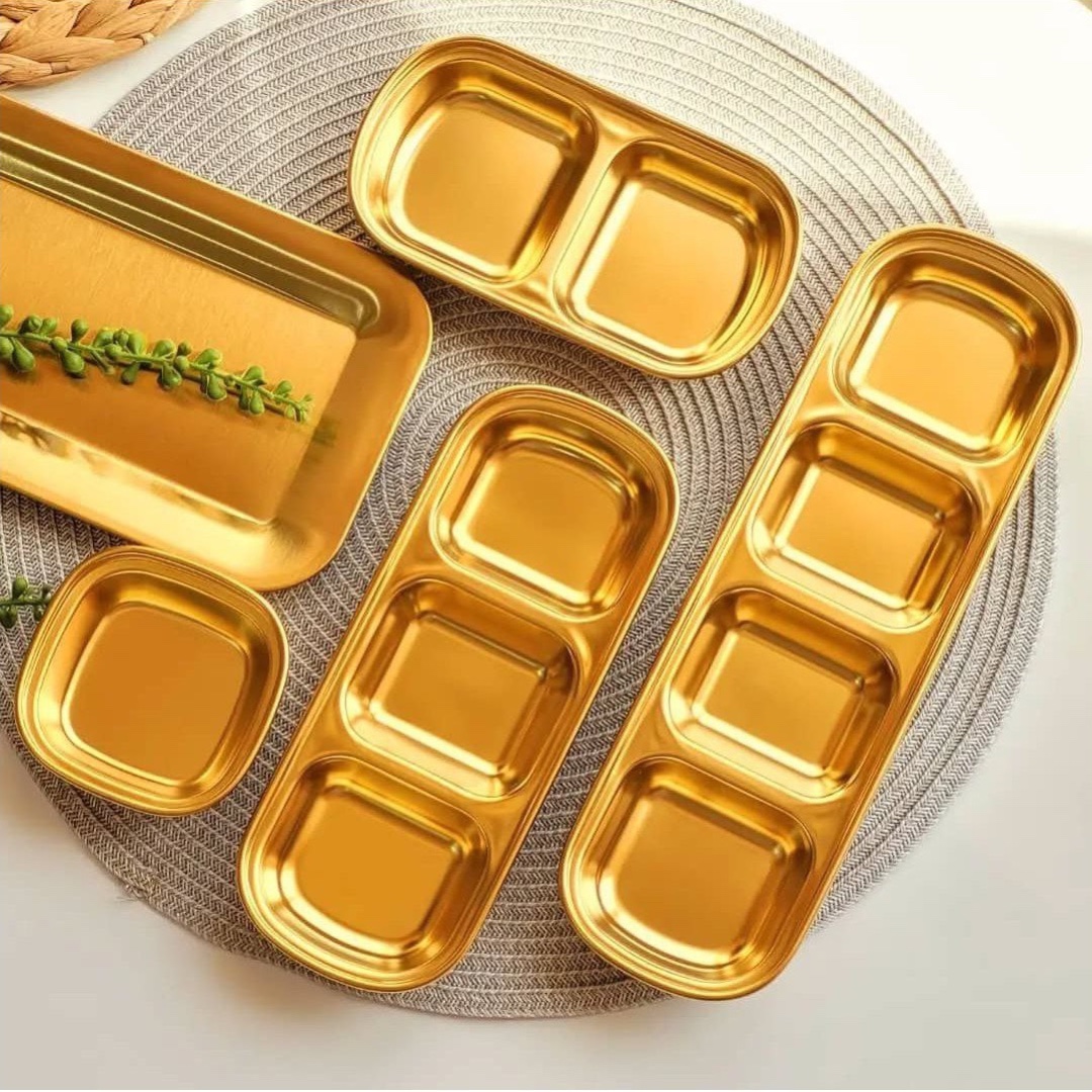 ظروف استیل طلایی وارداتی دوخانه سه خانه چهارخانه
