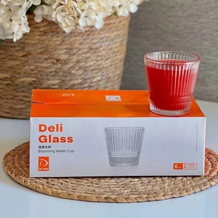 نیم لیوان خطدار شش تایی 270میل برند deli glass وارداتی