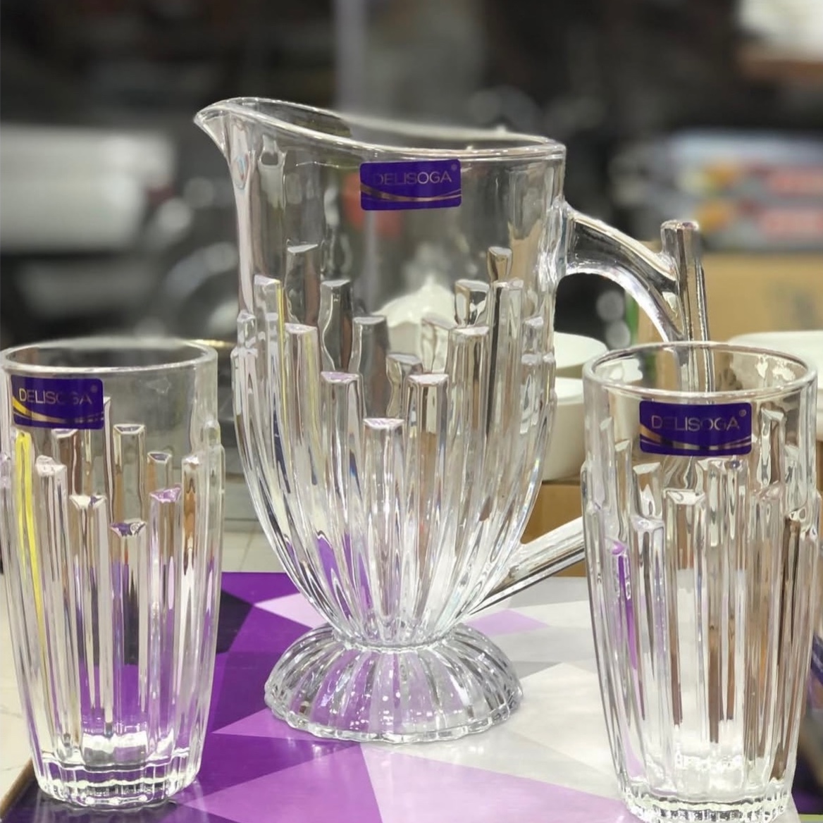 ست پارچ و لیوان delisoga وارداتی شامل یک پارچ و شش لیوان