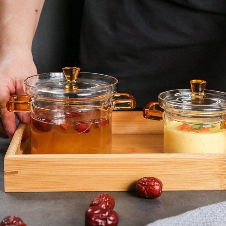 مینی قابلمه پیرکس شعله مستقیم وارداتی دسته رنگی در سه سایز موجود